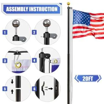 Gientan Heavy Duty Flag Pole 20FT Kit with American Flag