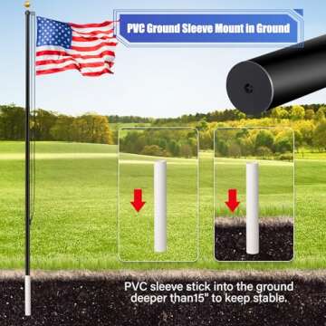 Gientan Heavy Duty Flag Pole 20FT Kit with American Flag