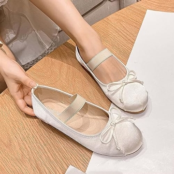 Stylish JOEupin Women’s Slip On Ballet Flats in White