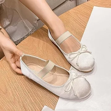 Stylish JOEupin Women’s Slip On Ballet Flats in White