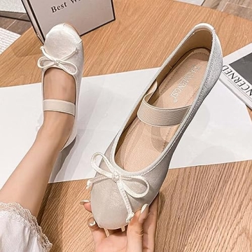 Stylish JOEupin Women’s Slip On Ballet Flats in White