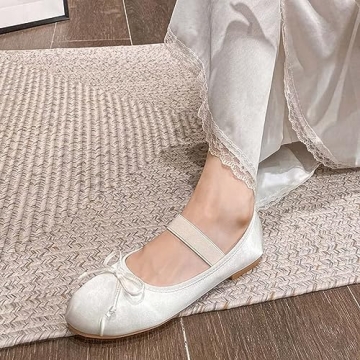 Stylish JOEupin Women’s Slip On Ballet Flats in White