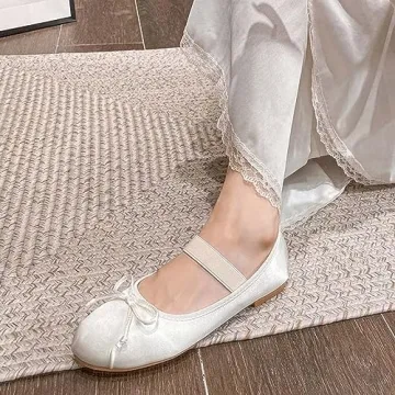 Stylish JOEupin Women’s Slip On Ballet Flats in White