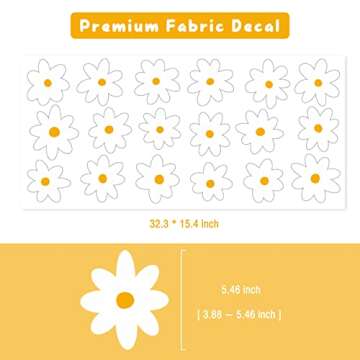 White Daisy Wall Decals for Baby Girls Toddler Kids Bedroom, Retro Flower Wall Decals Peel and Stick Vinyl Daisy Floral Wall Stickers for Nursery Playroom Living Room Wall Decor
