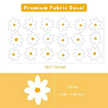 White Daisy Wall Decals for Baby Girls Toddler Kids Bedroom, Retro Flower Wall Decals Peel and Stick Vinyl Daisy Floral Wall Stickers for Nursery Playroom Living Room Wall Decor