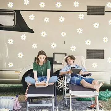 White Daisy Wall Decals for Baby Girls Toddler Kids Bedroom, Retro Flower Wall Decals Peel and Stick Vinyl Daisy Floral Wall Stickers for Nursery Playroom Living Room Wall Decor
