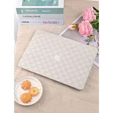 Seorsok Compatible with MacBook Air 13 Inch Case2022 2021 2020 2019 2018 Release A1932 A2179 M1 A2337 Touch ID,Elegant Leather Plastic Hard Shell Case Transparent Keyboard Cover,Beige PVC Grid