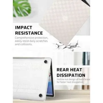 Seorsok Compatible with MacBook Air 13 Inch Case2022 2021 2020 2019 2018 Release A1932 A2179 M1 A2337 Touch ID,Elegant Leather Plastic Hard Shell Case Transparent Keyboard Cover,Beige PVC Grid