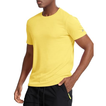 Zengjo Men's Lightweight Moisture Wicking Workout Shirt - Yellow, Size L