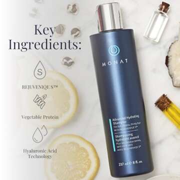 MONAT Advanced Hydrating Shampoo Infused with Rejuveniqe S - Lightweight Hair Shampoo / Moisturizing Shampoo That Nourishes Fine to Medium Hair - Net Wt. 237 ml / 8 fl. oz.