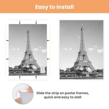 upsimples 16x24 Picture Frame White 3 Pack, Scratch-Proof Poster Frames 16 x 24 for Photo Gallery - Slide-In Strips, Horizontal or Vertical Wall Mounting