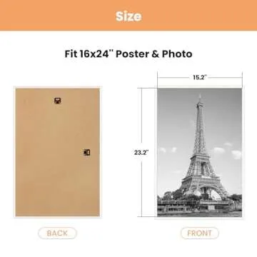 upsimples 16x24 Picture Frame White 3 Pack, Scratch-Proof Poster Frames 16 x 24 for Photo Gallery - Slide-In Strips, Horizontal or Vertical Wall Mounting