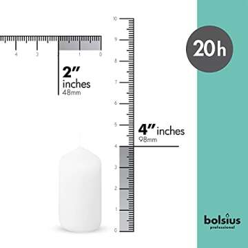 BOLSIUS Set of 20 White Pillar Candles - 2x4 inch Unscented Candle Set - Dripless Clean Burning Smok...