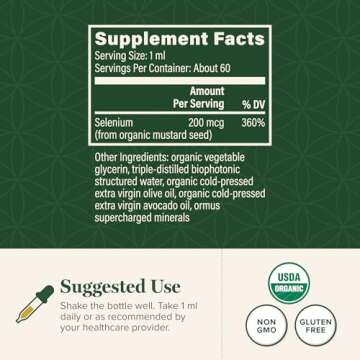 Global Healing Center - Selenium 200mcg, Selenium Supplement Drops with Organic Ingredients, Antioxidants for Thyroid and Immune Support, Non-GMO & Gluten-Free, for Men & Women - 2 Fl Oz