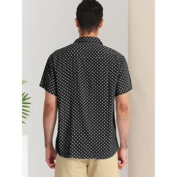 Lars Amadeus Men’s Black Polka Dots Summer Shirt