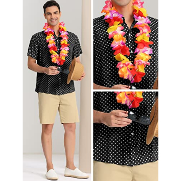 Lars Amadeus Men’s Black Polka Dots Summer Shirt