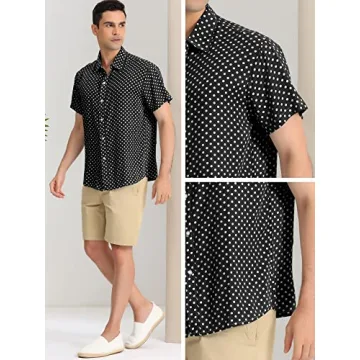 Lars Amadeus Men’s Black Polka Dots Summer Shirt