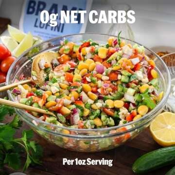 Brami Lupini Beans Snack, Chili & Lime | 9g Plant Protein, 0g Net Carbs | Vegan, Vegetarian, Keto, Mediterranean Diet | 2.3 Ounce (Pack of 8)