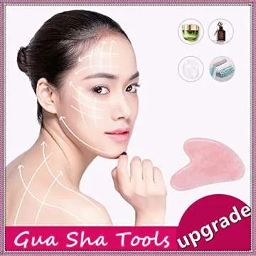 ROISOOT Rose Quartz Gua Sha Facial Tools for Natural Beauty - Eco-Friendly Pink