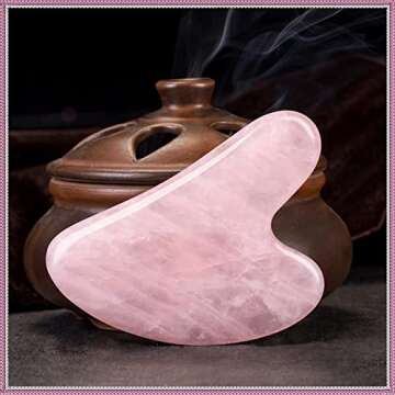 ROISOOT Rose Quartz Gua Sha Facial Tools, Natural Jade Stone Guasha Beauty Tool for Skin Care (Pink)