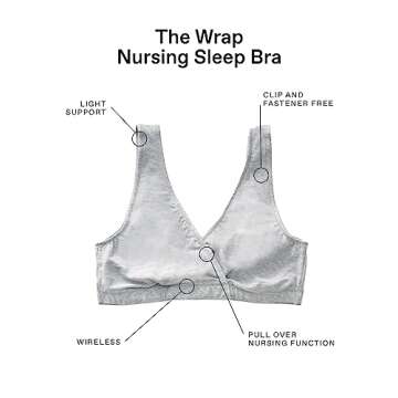 Motherhood Maternity Women's Wrap Front Nursing Sleep Bra, Grey,Large
