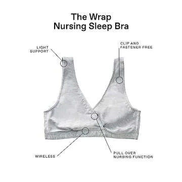 Motherhood Maternity Women's Wrap Front Nursing Sleep Bra, Grey,Large