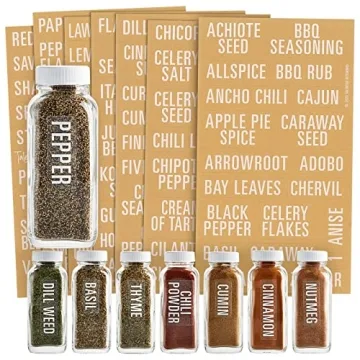 Talented Kitchen 134 Preprinted Minimalist Spice Labels for Perfect Pantry Organization