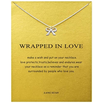 Inspirational Friendship Necklace with Bow Tie and Elephant Pendant