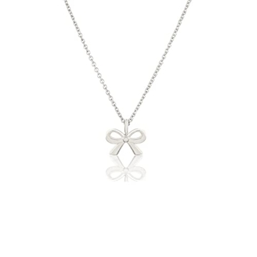 LANG XUAN Silver Bow Tie Pendant Necklace for Women