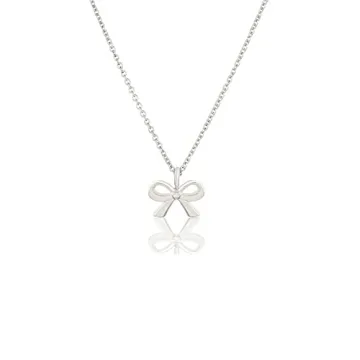 LANG XUAN Silver Bow Tie Pendant Necklace for Women