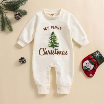 YOKJZJD Newborn My 1st Christmas Outfit Long Sleeve