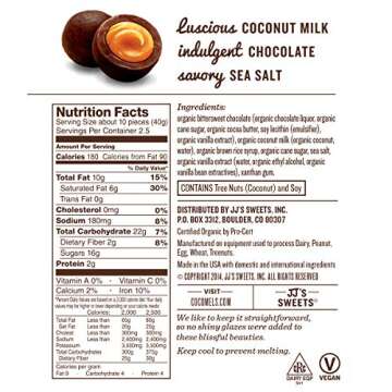 Cocomels Chocolate Sea Salt Cocomel Bites, Organic, Dairy Free, Vegan, Gluten Free, Non-GMO, No High...