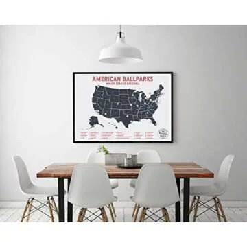 Epic Adventure Maps Major League Baseball Poster + Pushpins - Mark your travels to your favorite MLB baseball stadiums - Pushpin Poster Sports Decor - Great Gift for Dad or Graduation Gift