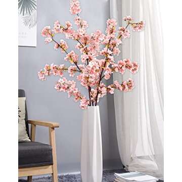 Sunm Boutique Plum Blossom Artificial Flowers Simulation Flower Table Decoration Accessories Party Beach Theme Decorations Artificial Cherry Blossom Flower (Pink Cherry Blossom, Pack of 3)