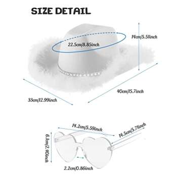 YBHOMINE Cowgirl Hat with Heart Sunglasses Set - Party Ready