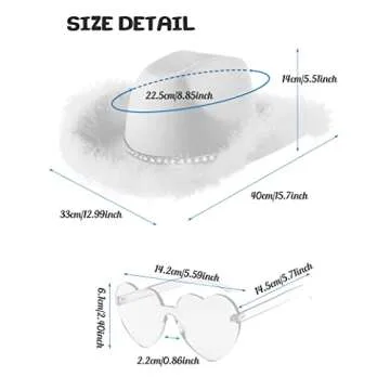 YBHOMINE Cowgirl Hat with Heart Sunglasses Set - Party Ready