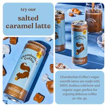 Chamberlain Coffee Salted Caramel Latte with Oatmilk - Canned Coffee - Rich, Sweet & Creamy - Vegan With no Preservatives or Artificial Sweeteners - Latte with Oat Milk - 11 Fluid Ounces, Case Pack, 12