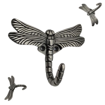 DIY Décor Hub - 6 pcs Utility Hooks, Antique Silver Dragonfly Hooks, Decorative Wall Mount, Set of ...