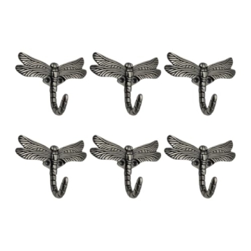 Elegant Set of 6 Dragonfly Utility Hooks for Home Decor