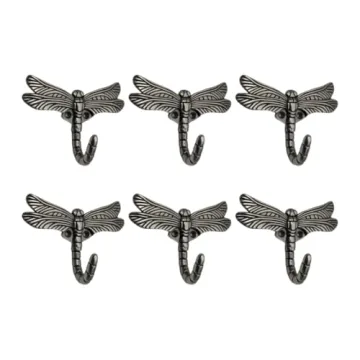 Elegant Set of 6 Dragonfly Utility Hooks for Home Decor