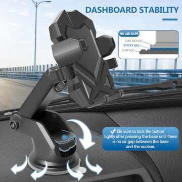 Manords Car Phone Mount Holder for Dashboard Windshield Compatible with All iPhone & Android Cell Ph...