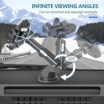 Manords Car Phone Mount Holder for Dashboard Windshield Compatible with All iPhone & Android Cell Phones, Black