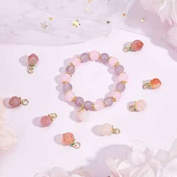 OLYCRAFT 10pcs Peach Agate Pendants Natural Agate Peach Pendants Enamel Fruit Pendants 14x10mm Pink Green Gemstone Charm for Necklace Bracelet Earrings Jewelry Making DIY Crafts