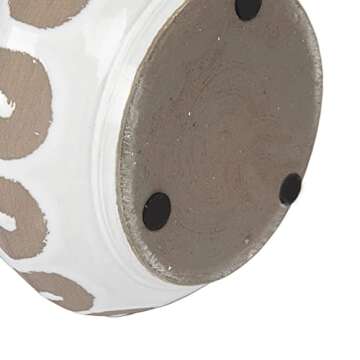 Creative Co-Op White Pot with Circle Print