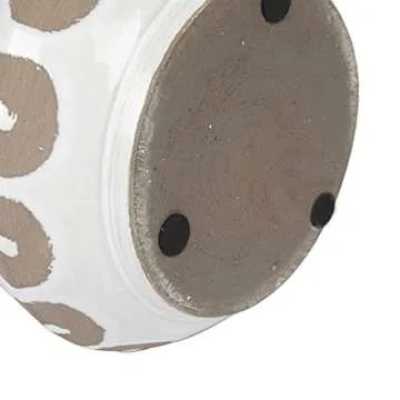 Creative Co-Op White Pot with Circle Print