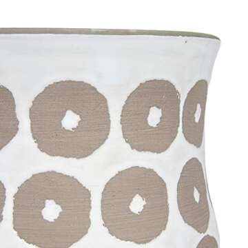 Creative Co-Op White Pot with Circle Print