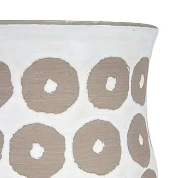 Creative Co-Op White Pot with Circle Print