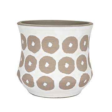 Creative Co-Op White Pot with Circle Print