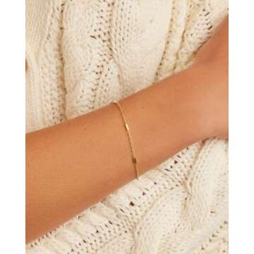 gorjana Women’s Tatum Bracelet, 18K Gold Plated, Minimalist Layering Jewelry, Dainty Chain with Delicate Bar Accents