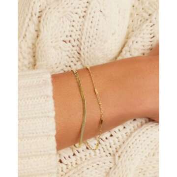 gorjana Women’s Tatum Bracelet, 18K Gold Plated, Minimalist Layering Jewelry, Dainty Chain with Delicate Bar Accents